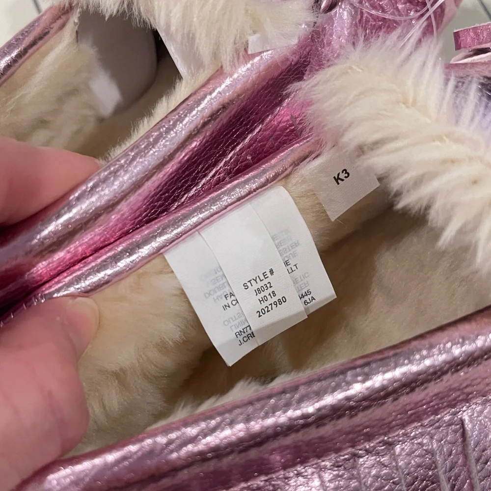 NWT Crewcuts Metallic Pink Moccasin Slippers